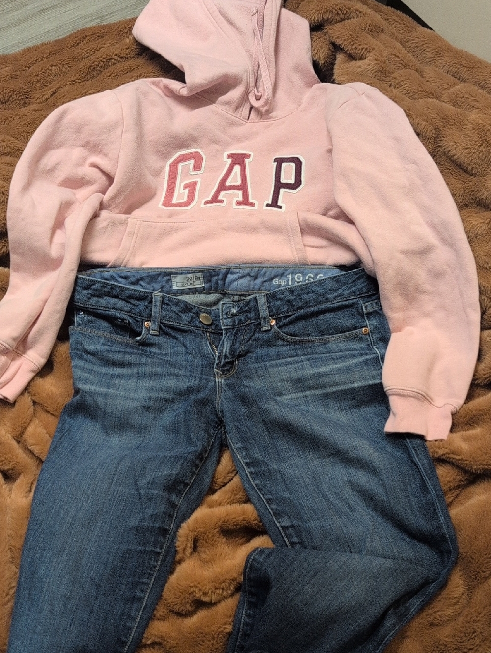 Great deal. GAP Pink Hoodie, Black Crewneck Sweater, And Gap Sexy Boot jeans